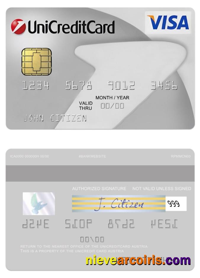 Austria UniCredit visa Classic card
